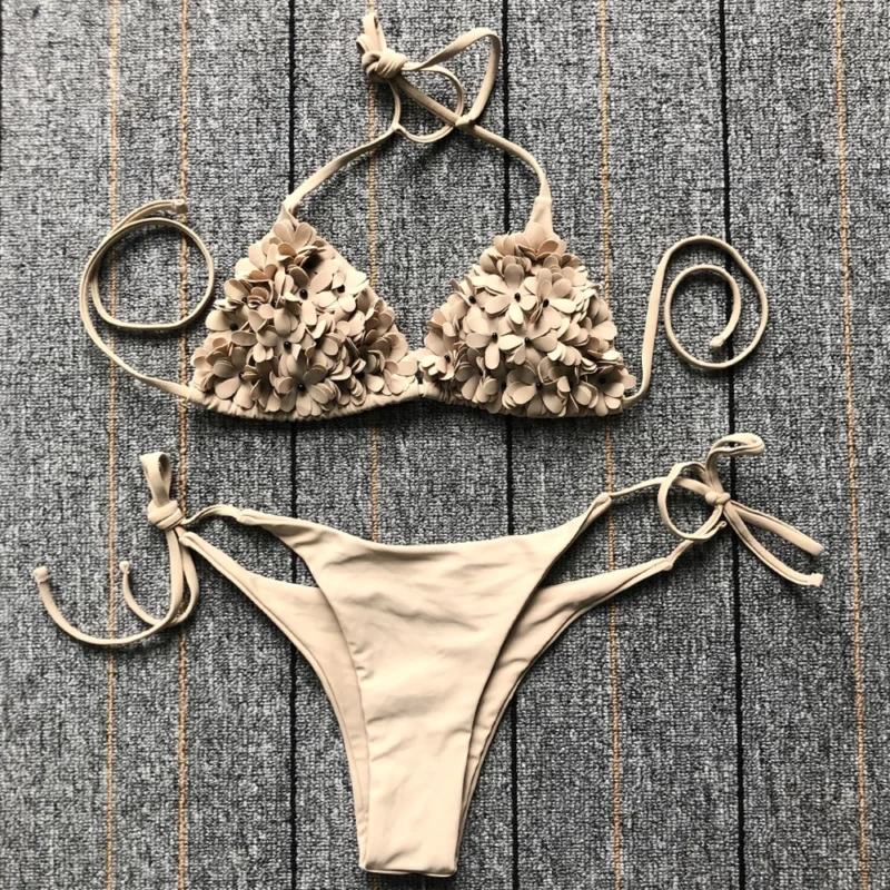 Costum de baie push up FITINT Celeste 2 piese bikini Bej 2025 6