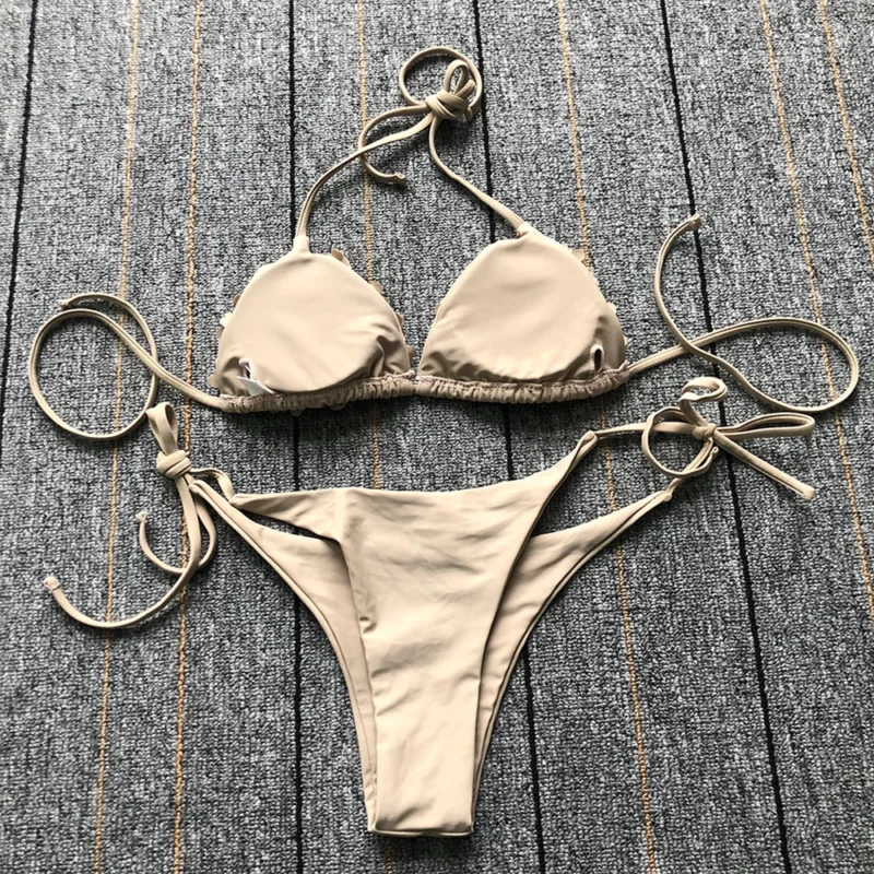 Costum de baie push up FITINT Celeste 2 piese bikini Bej 2025 4