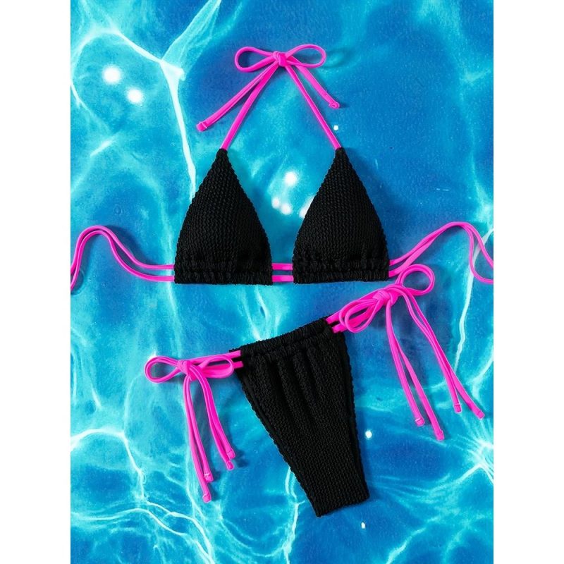 Costum baie sutien triunghi 2 piese Negru FITINT 383 2025 8