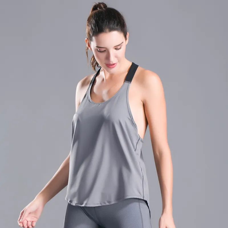 Tricou sport lung dama FITINT Energy tip maiou Gri 2024 4