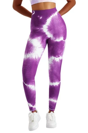 Colanti cu push up FITINT Dusk Tie Dye talie inalta Mov 2025 19