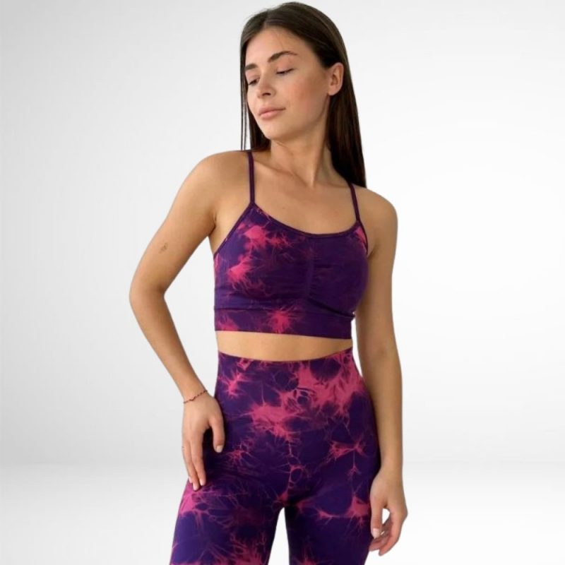 Bustiera sport cu push up FITINT Tie Dye Mist Mov 2024 3