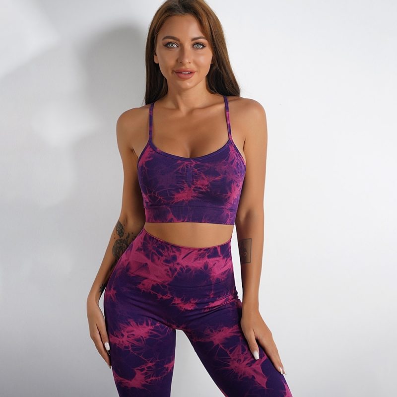 Bustiera sport cu push up FITINT Tie Dye Mist Mov 2024 6