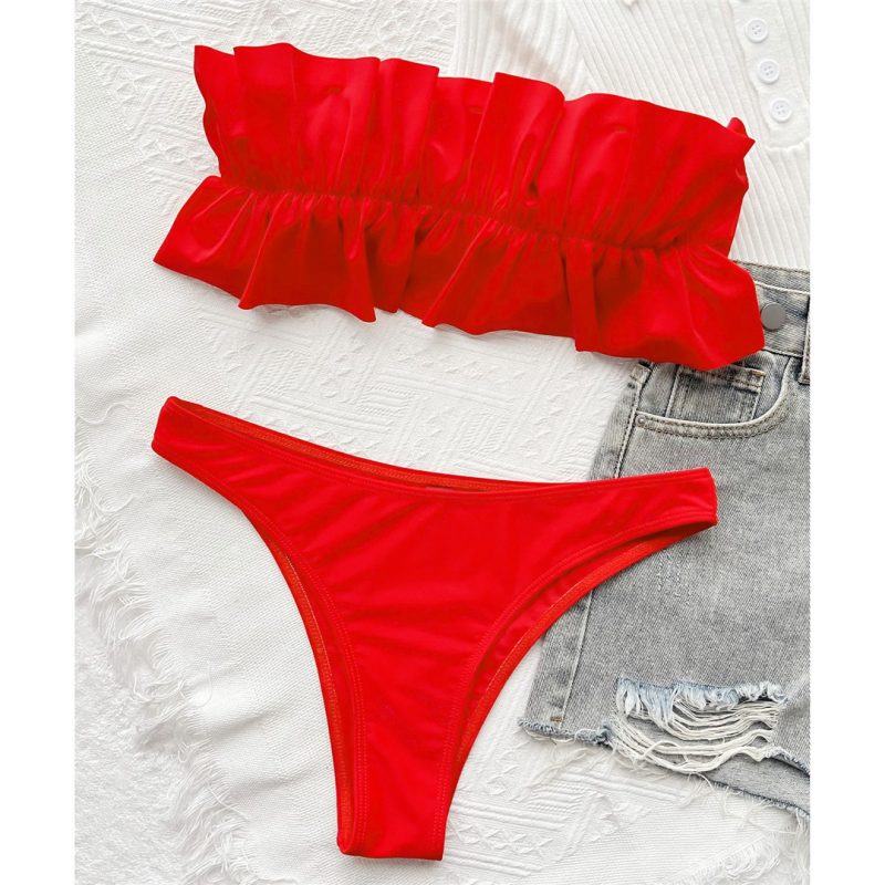 Costum de baie tip bandeau FITINT Vibe 2 piese Rosu 2024 6