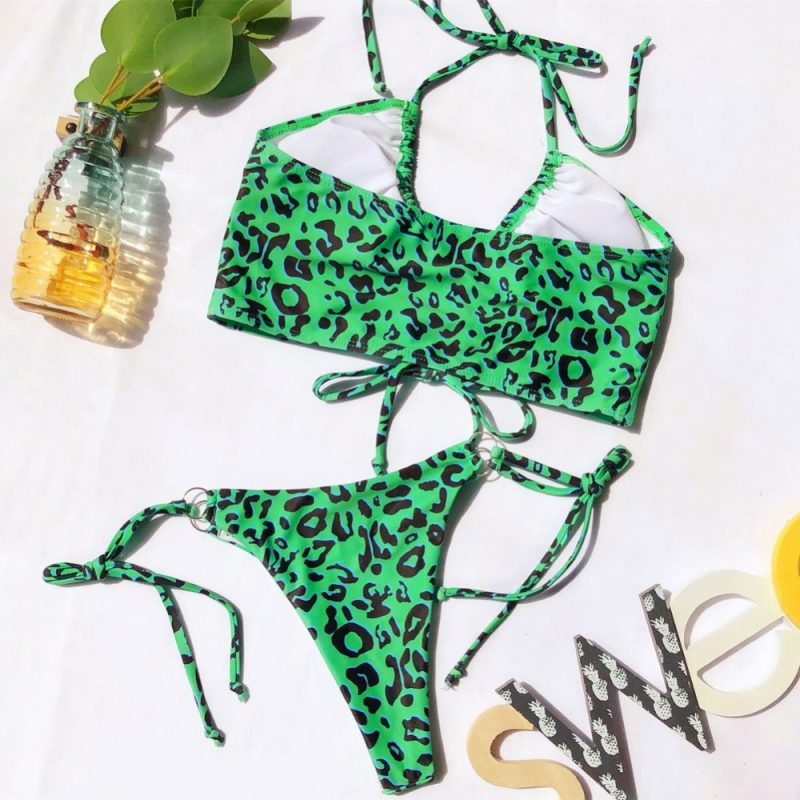 Costum de baie 2 piese versatil FITINT Kesha cu slip ajustabil Verde 2024 7