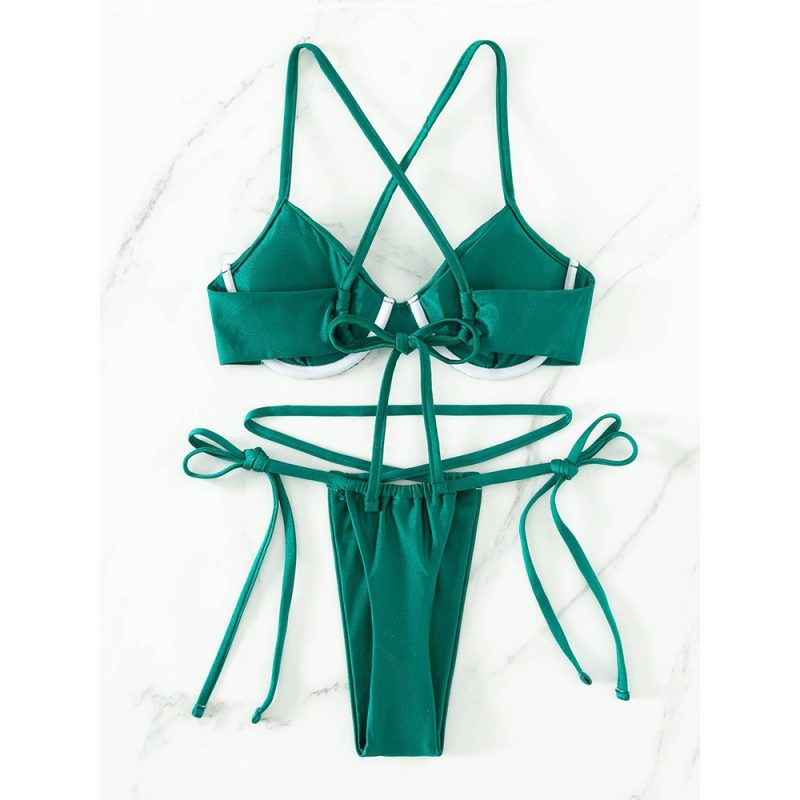 Costum de baie cu bikini reglabil FITINT Mykonos 2 piese Verde 2024 7