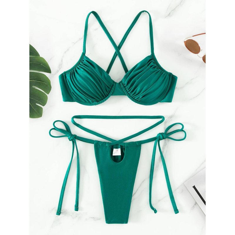 Costum de baie cu bikini reglabil FITINT Mykonos 2 piese Verde 2024 8