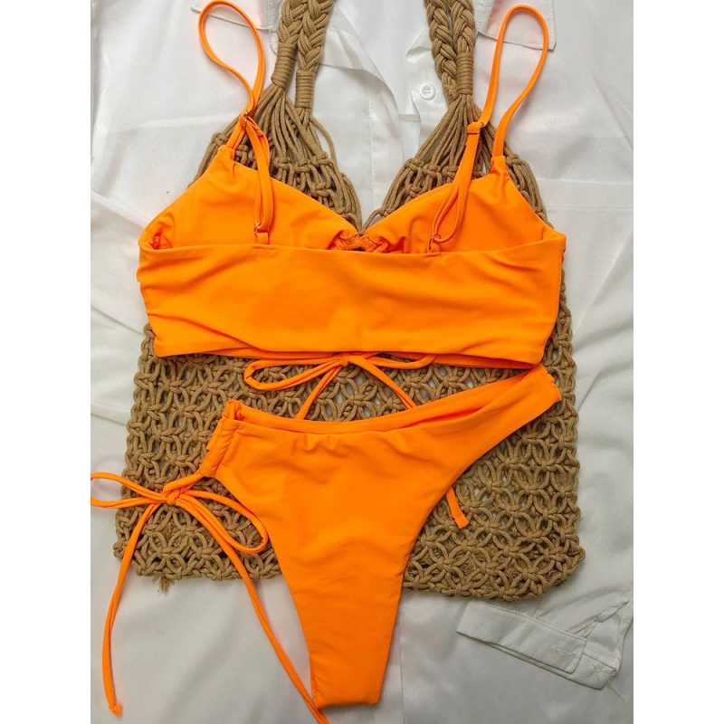 Costum de baie cu slip asimetric FITINT Cielo 2 piese cu decupaje Portocaliu 2025 6