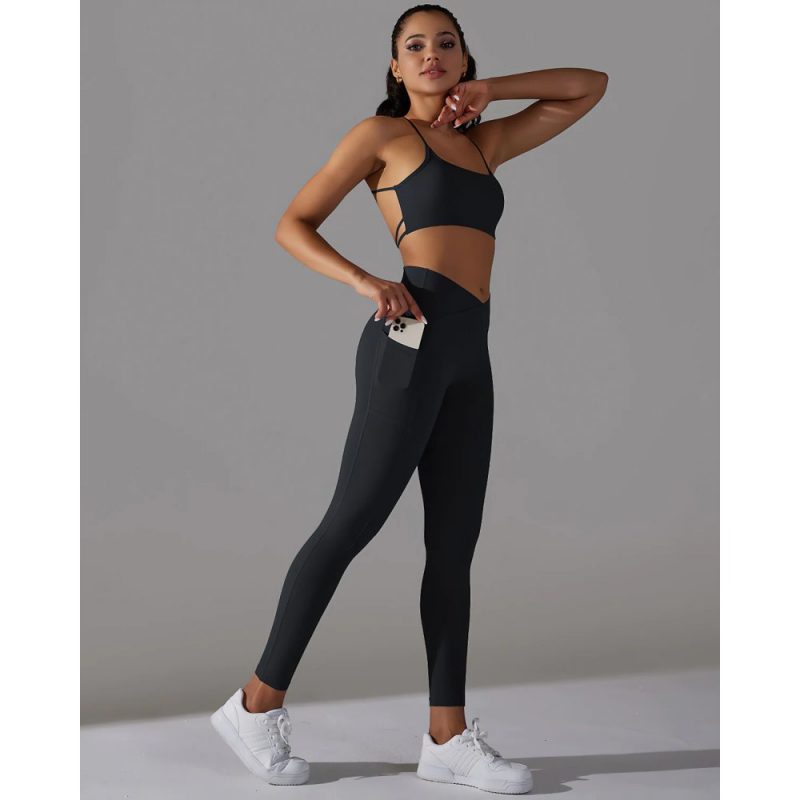 Colanti modelatori push up FITINT Kira cu buzunare Negru 2024 2