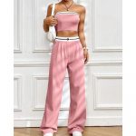 Compleu 2 piese pantaloni lungi si bustiera dama 001 Roz 2024 10