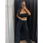 Compleu 2 piese pantaloni lungi si bustiera dama 479 Negru 2024 28