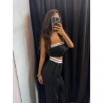 Compleu 2 piese pantaloni lungi si bustiera dama 479 Negru 2025 30