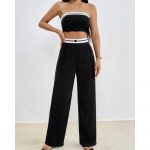 Compleu 2 piese pantaloni lungi si bustiera dama 479 Negru 2025 38