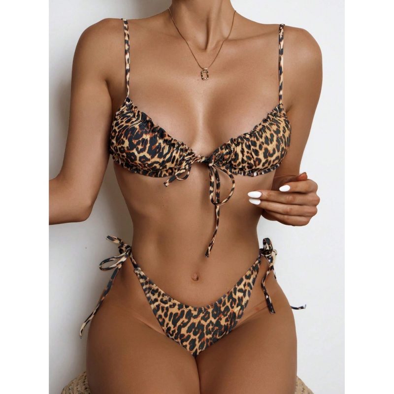 Costum de baie 2 piese Animal Print cu slip ajustabil FITINT 495 2024 2