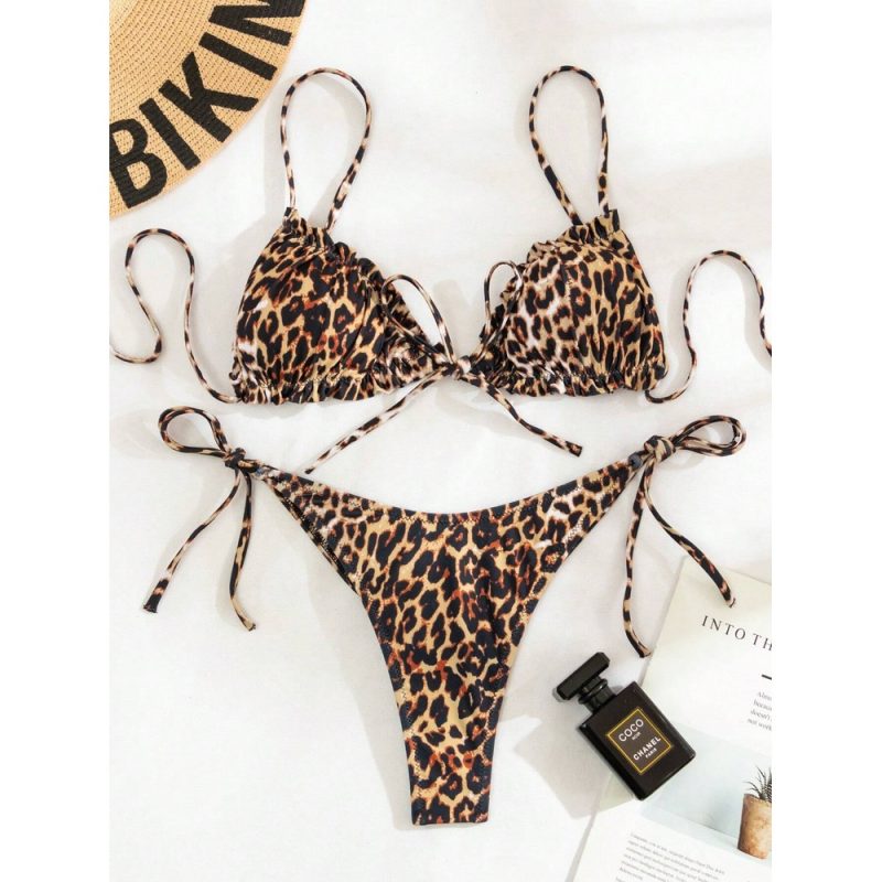 Costum de baie 2 piese Animal Print cu slip ajustabil FITINT 495 2024 4