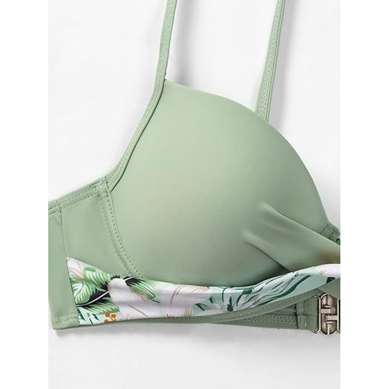 Costum de baie 2 piese cu push up si talie inalta Verde FITINT 392 2024 7