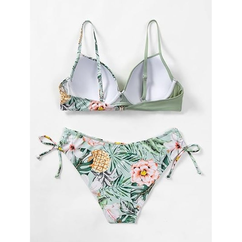 Costum de baie 2 piese cu push up si talie inalta Verde FITINT 392 2024 6