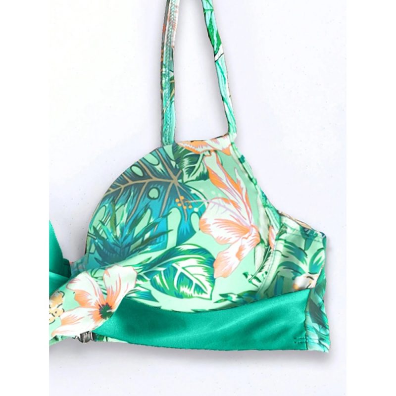 Costum de baie 2 piese cu push up si talie inalta Verde FITINT 420 2024 3