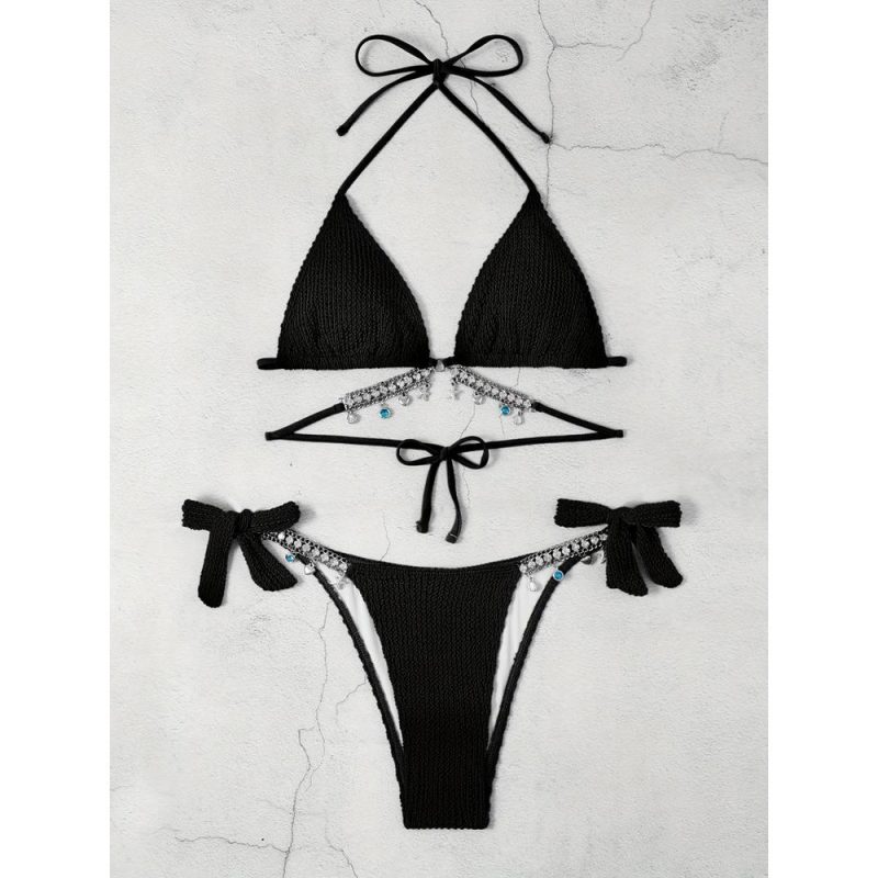 Costum de baie 2 piese sutien triunghi Negru FITINT 500 2025 11