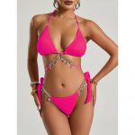 Costum de baie 2 piese sutien triunghi Roz FITINT 501 2024 10