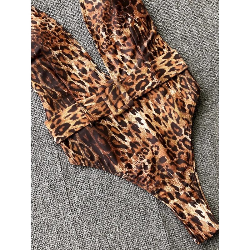 Costum de baie intreg push up FITINT Selena cu decolteu adanc Animal Print 2024 8