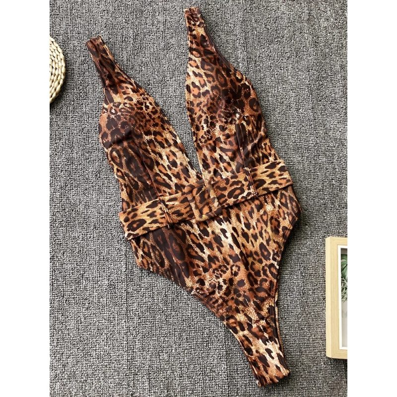 Costum de baie intreg push up FITINT Selena cu decolteu adanc Animal Print 2024 9