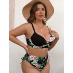 Costum de baie marimi mari XL-5XL push up FITINT 141 Negru 2024 19