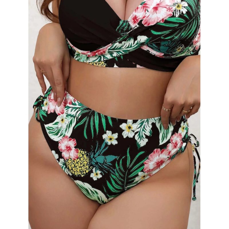 Costum de baie marimi mari XL-5XL push up FITINT 141 Negru 2024 8