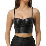 Corset cu push up din piele eco Sutien Negru Metalizat FITINT 473 2024 19