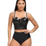 Corset cu push up din piele eco Sutien Negru Metalizat FITINT 473 2025 23