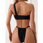 Costum de baie 2 piese cu sutien asimetric Negru FITINT 498 2024 18