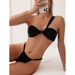 Costum de baie 2 piese cu sutien asimetric Negru FITINT 498 2024 12