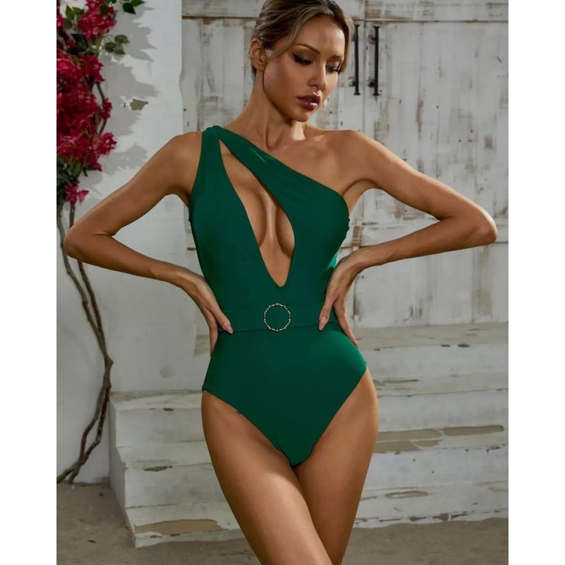 Costum de baie intreg asimetric Verde FITINT 194 2025 1