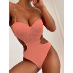 Costum de baie intreg cu cupe push-up Portocaliu FITINT 503 2024 8