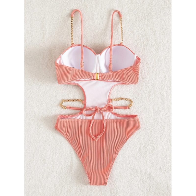 Costum de baie intreg cu cupe push-up Portocaliu FITINT 503 2024 6