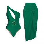 Costum de baie intreg cu pareo Verde FITINT 497 2024 16