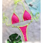 Costum de baie neon dama 2 piese Roz FITINT 506 2024 26