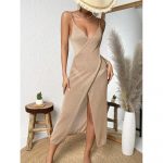 Rochie de plaja cu decolteu Khaki FITINT 485 2024 14