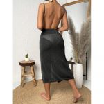 Rochie de plaja cu decolteu Negru FITINT 483 2024 15