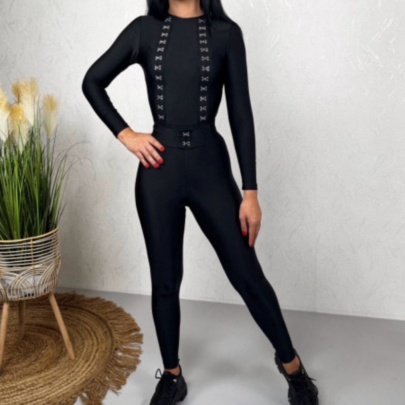 Salopeta lunga modelatoare FITINT Noelani din lycra Negru 2024 6