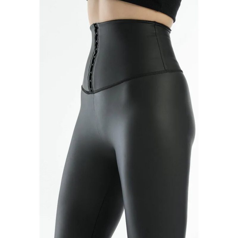 Colanti vatuiti piele ecologica FITINT cu corset Unique Negru 2025 4