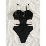 Costum de baie cu lanturi dama intreg FITINT Negru 064 2025 17