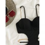 Costum de baie cu lanturi dama intreg FITINT Negru 064 2025 9