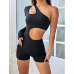 Salopeta dama scurta asimetrica fitness Negru FITINT 079 2025 17