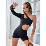 Salopeta dama scurta asimetrica fitness Negru FITINT 079 2025 9