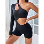 Salopeta dama scurta asimetrica fitness Negru FITINT 079 2025 7